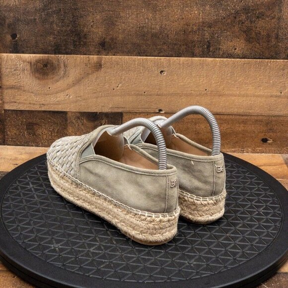 SAM EDELMAN CATHERINE PLATFORM FLATS LIGHT GREEN SUEDE CASUAL SLIP ON SIZE 6.5M - Picture 6 of 9